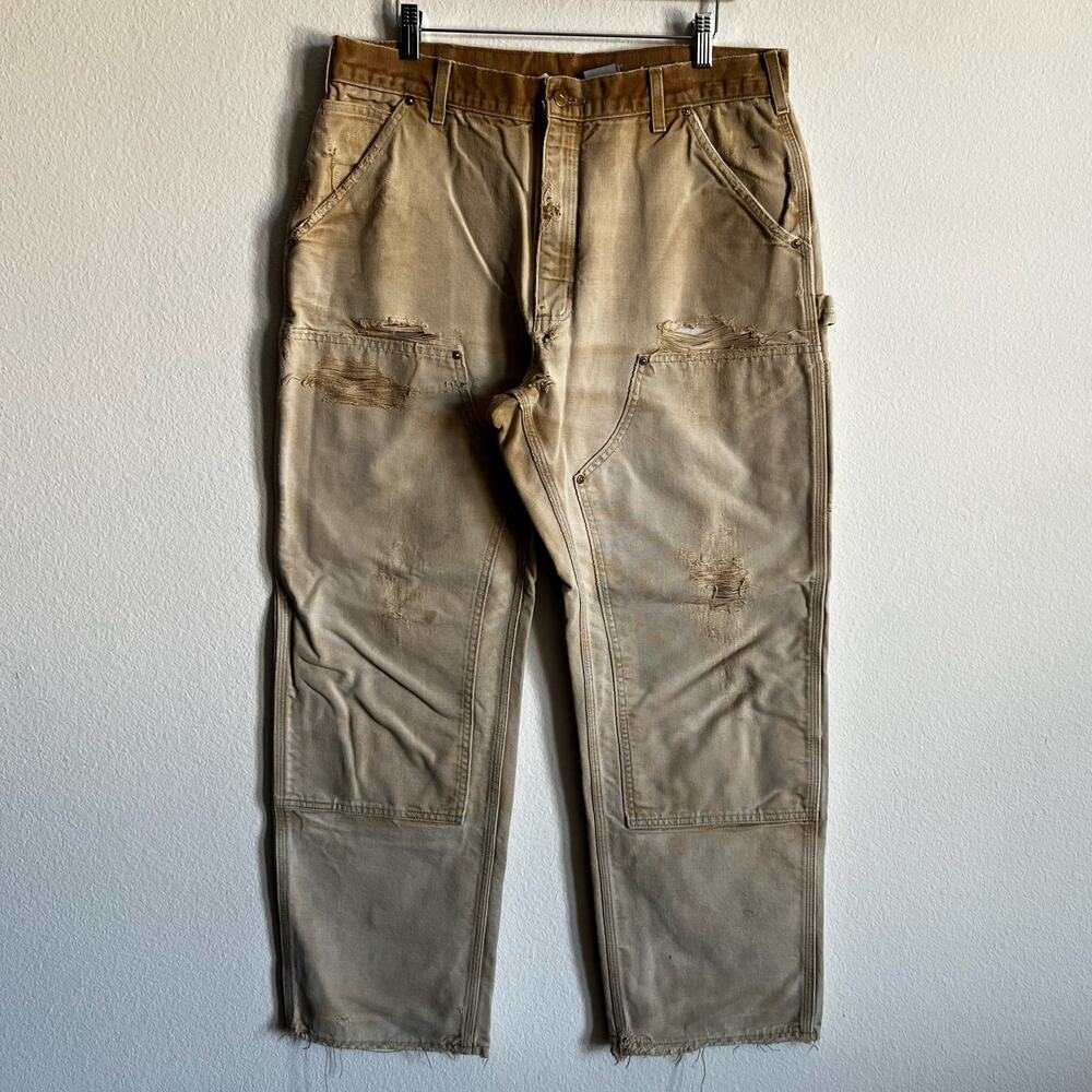 Carhartt B01 BRN faded brown double knee work wear carpenter pants